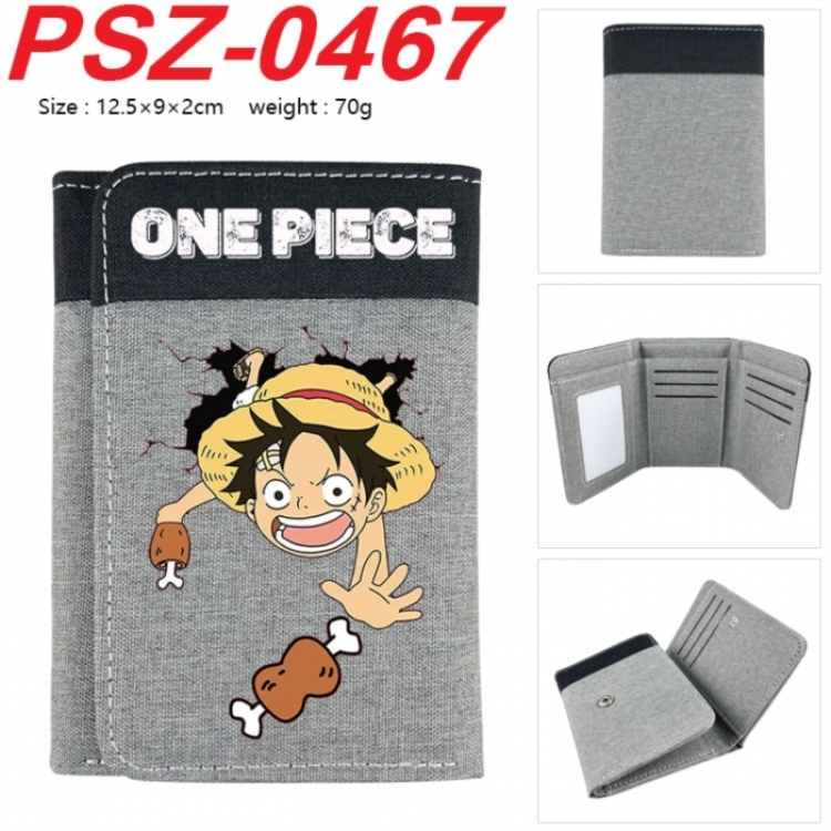 One Piece Anime color blocked three fold concealed wallet 12.5X9X2CM 70G