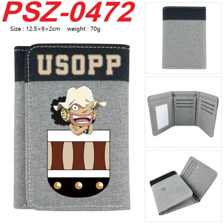 One Piece Anime color blocked three fold concealed wallet 12.5X9X2CM 70G