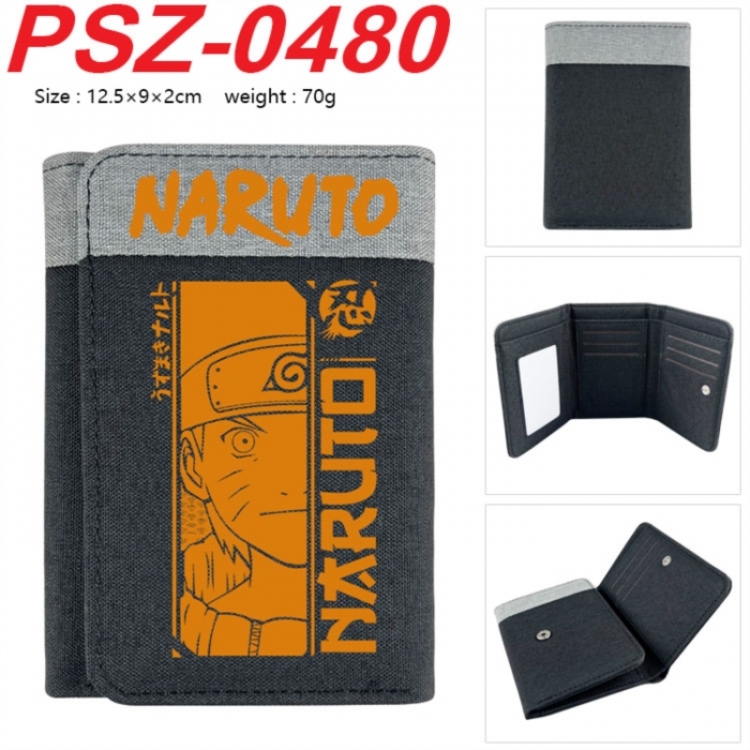 Naruto Anime color blocked three fold concealed wallet 12.5X9X2CM 70G
