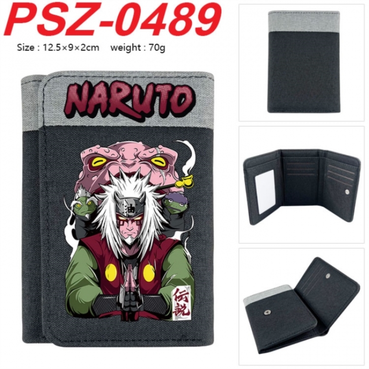 Naruto Anime color blocked three fold concealed wallet 12.5X9X2CM 70G