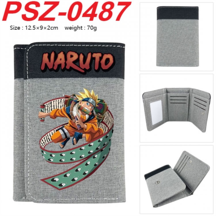 Naruto Anime color blocked three fold concealed wallet 12.5X9X2CM 70G