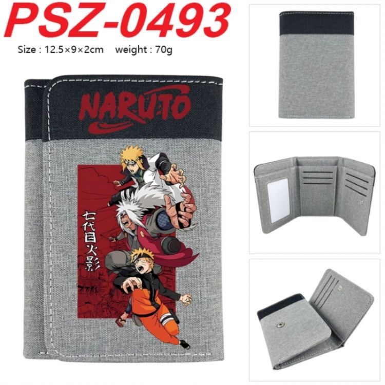 Naruto Anime color blocked three fold concealed wallet 12.5X9X2CM 70G
