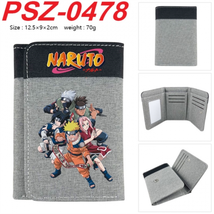 Naruto Anime color blocked three fold concealed wallet 12.5X9X2CM 70G