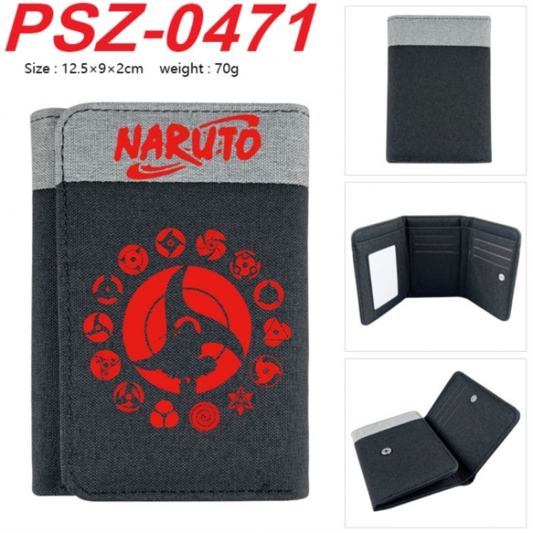 Naruto Anime color blocked three fold concealed wallet 12.5X9X2CM 70G