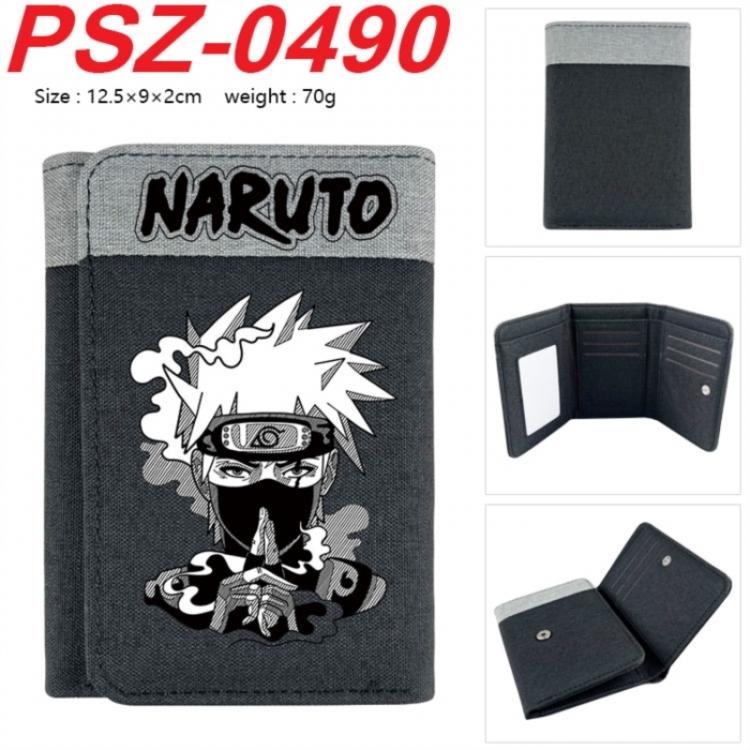 Naruto Anime color blocked three fold concealed wallet 12.5X9X2CM 70G