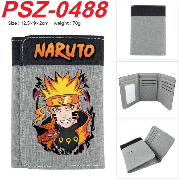 Naruto Anime color blocked three fold concealed wallet 12.5X9X2CM 70G