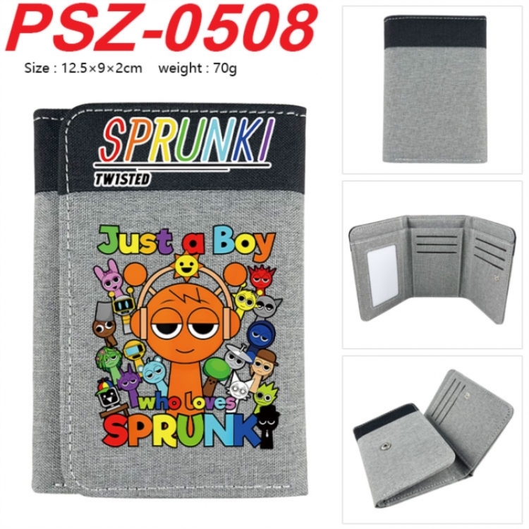 Sprunki Anime color blocked three fold concealed wallet 12.5X9X2CM 70G