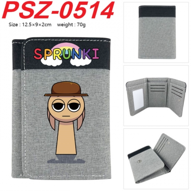 Sprunki Anime color blocked three fold concealed wallet 12.5X9X2CM 70G