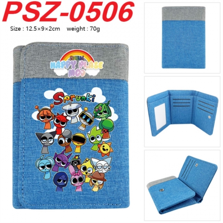 Sprunki Anime color blocked three fold concealed wallet 12.5X9X2CM 70G