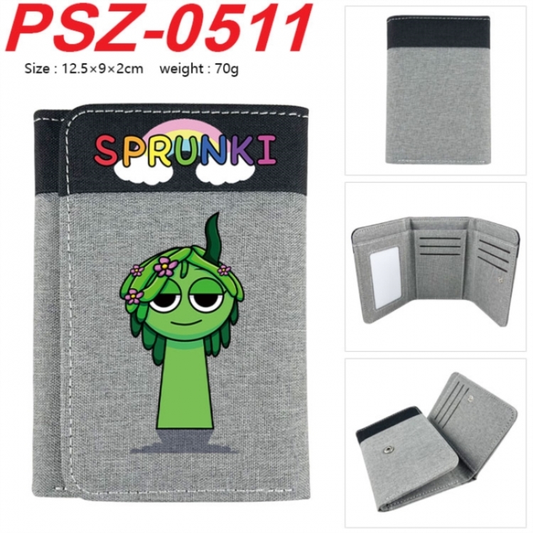 Sprunki Anime color blocked three fold concealed wallet 12.5X9X2CM 70G
