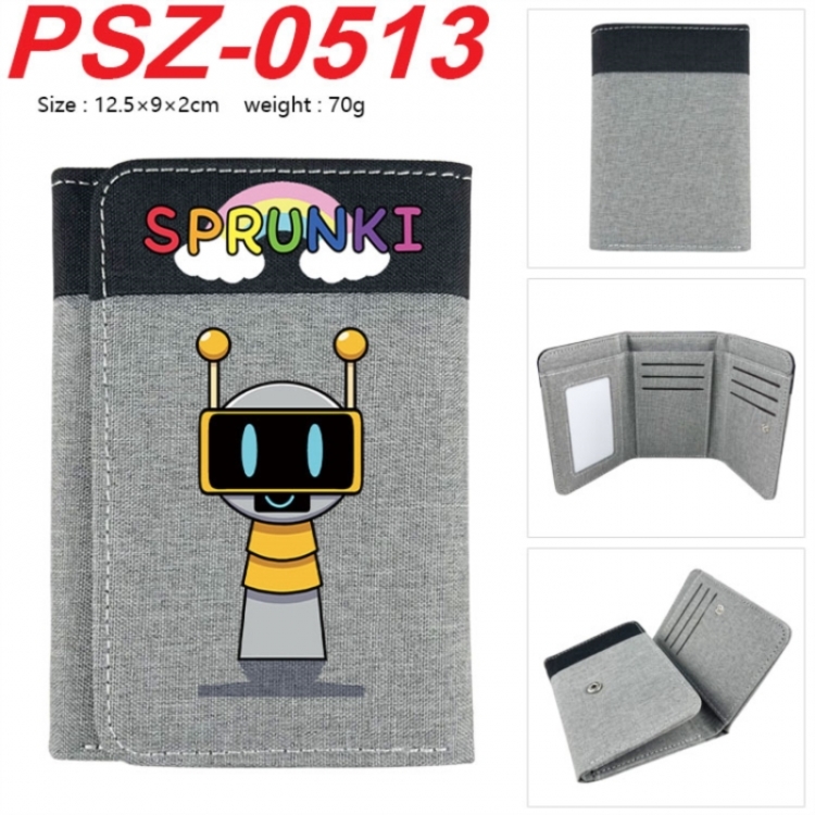 Sprunki Anime color blocked three fold concealed wallet 12.5X9X2CM 70G