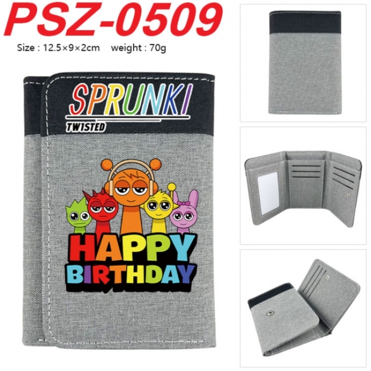 Sprunki Anime color blocked three fold concealed wallet 12.5X9X2CM 70G