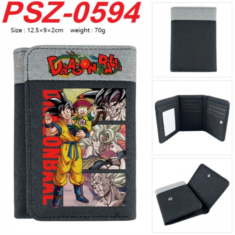 DRAGON BALL Anime color blocked three fold concealed wallet 12.5X9X2CM 70G