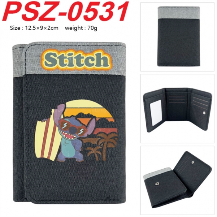 Lilo & Stitch Anime color blocked three fold concealed wallet 12.5X9X2CM 70G