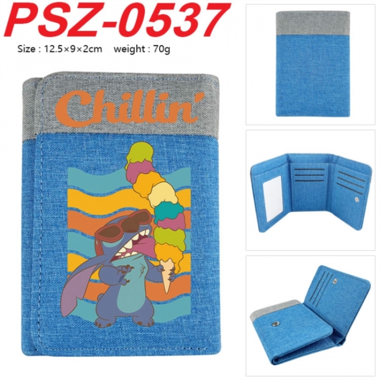 Lilo & Stitch Anime color blocked three fold concealed wallet 12.5X9X2CM 70G