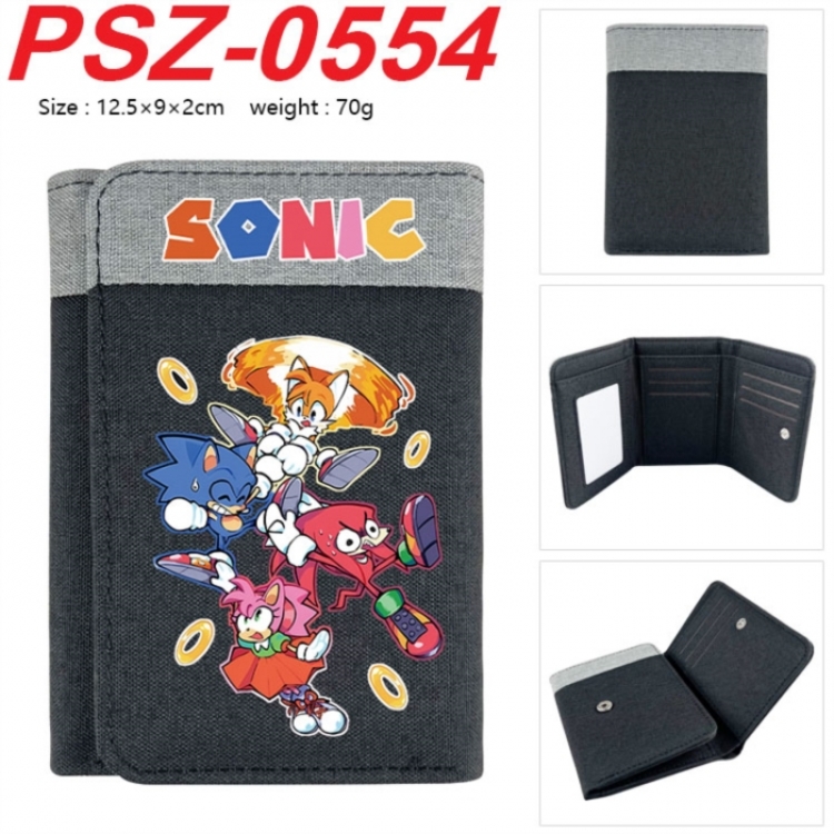 Sonic The Hedgehog Anime color blocked three fold concealed wallet 12.5X9X2CM 70G