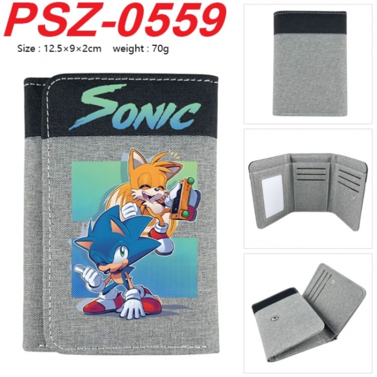 Sonic The Hedgehog Anime color blocked three fold concealed wallet 12.5X9X2CM 70G