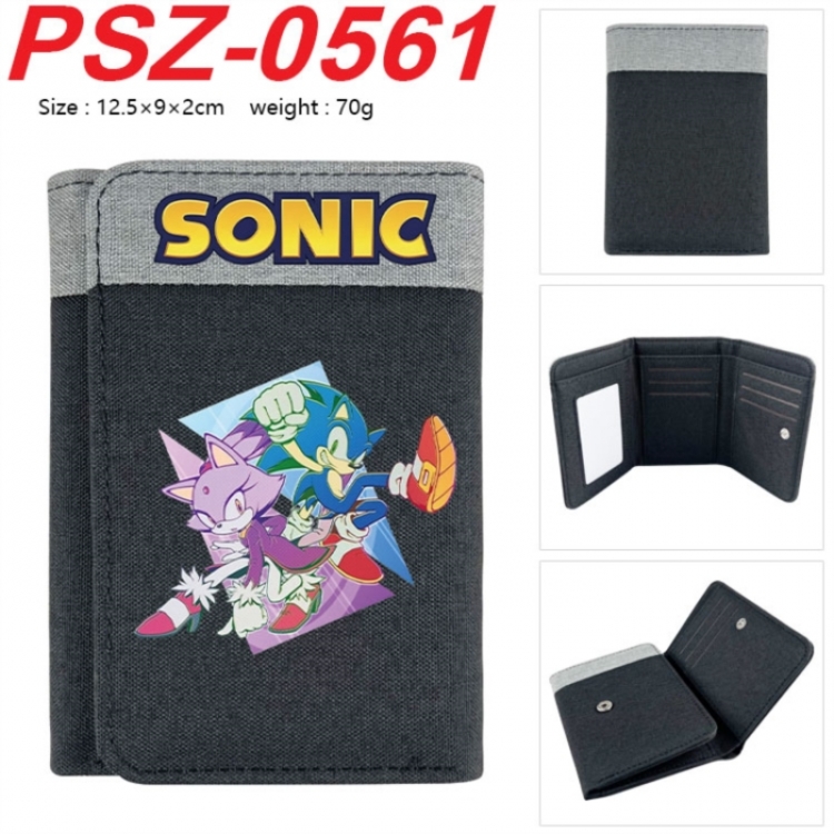 Sonic The Hedgehog Anime color blocked three fold concealed wallet 12.5X9X2CM 70G