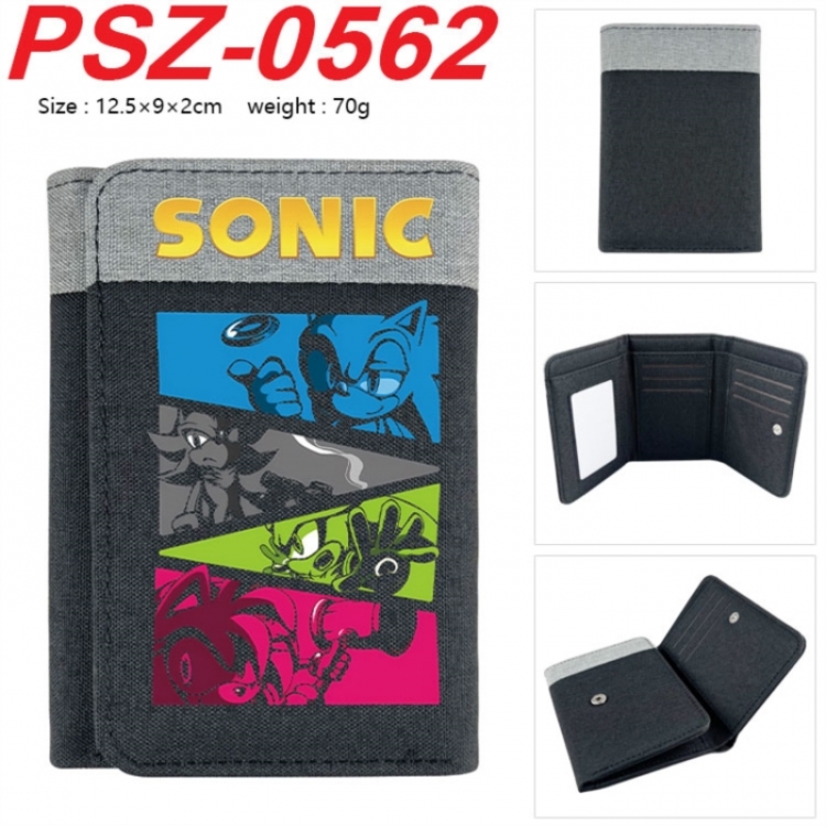 Sonic The Hedgehog Anime color blocked three fold concealed wallet 12.5X9X2CM 70G