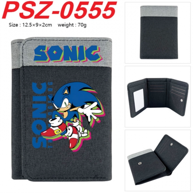 Sonic The Hedgehog Anime color blocked three fold concealed wallet 12.5X9X2CM 70G