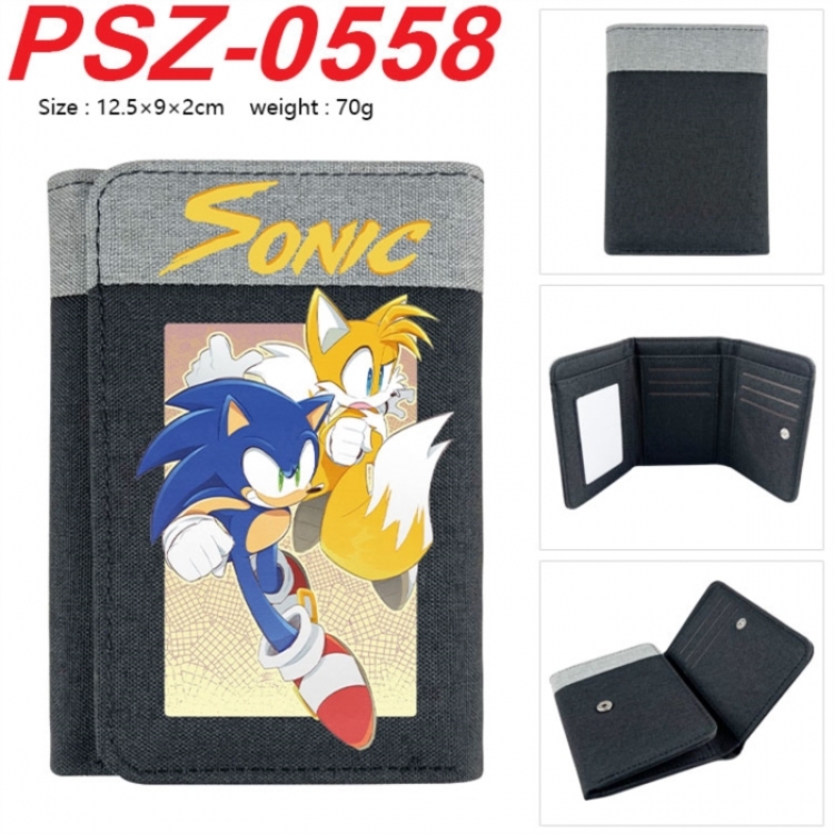 Sonic The Hedgehog Anime color blocked three fold concealed wallet 12.5X9X2CM 70G