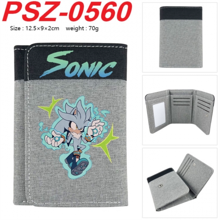 Sonic The Hedgehog Anime color blocked three fold concealed wallet 12.5X9X2CM 70G