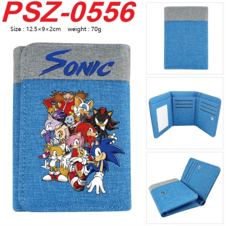 Sonic The Hedgehog Anime color blocked three fold concealed wallet 12.5X9X2CM 70G