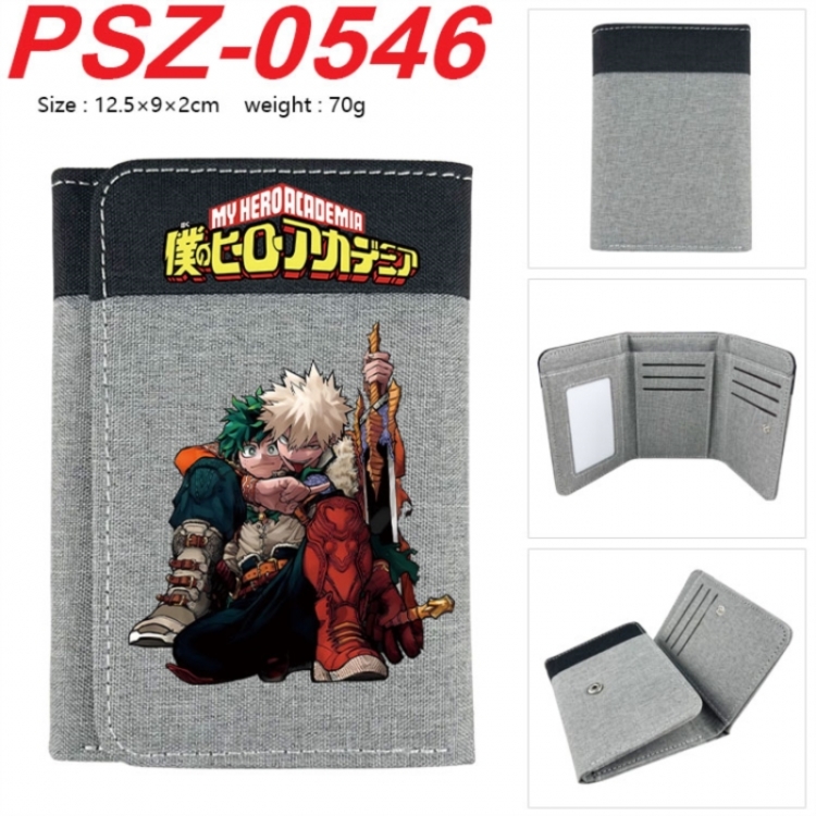 My Hero Academia Anime color blocked three fold concealed wallet 12.5X9X2CM 70G