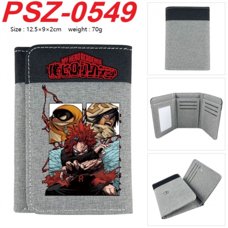 My Hero Academia Anime color blocked three fold concealed wallet 12.5X9X2CM 70G