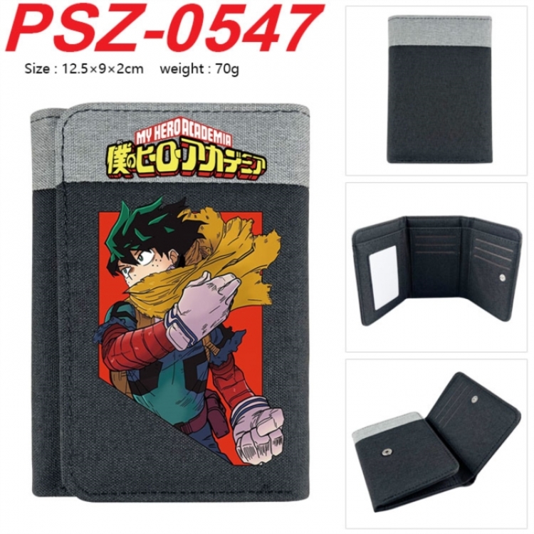 My Hero Academia Anime color blocked three fold concealed wallet 12.5X9X2CM 70G
