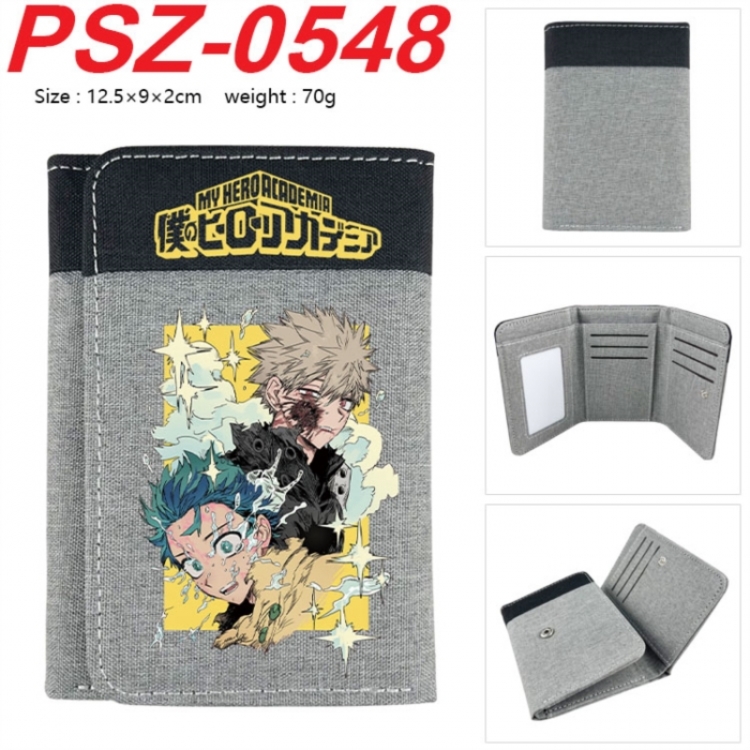 My Hero Academia Anime color blocked three fold concealed wallet 12.5X9X2CM 70G
