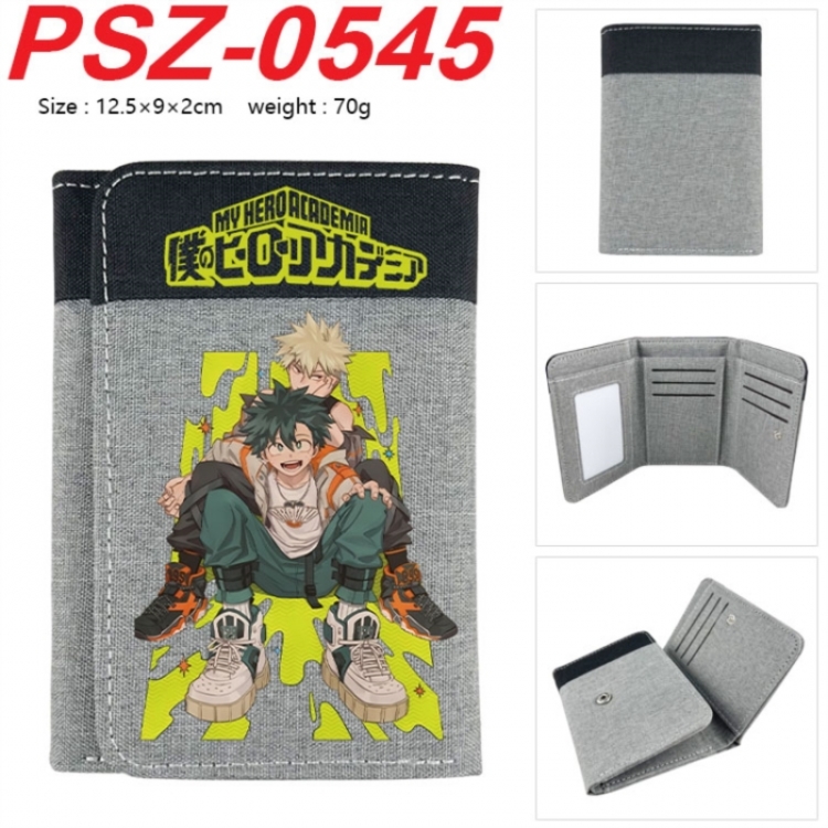 My Hero Academia Anime color blocked three fold concealed wallet 12.5X9X2CM 70G