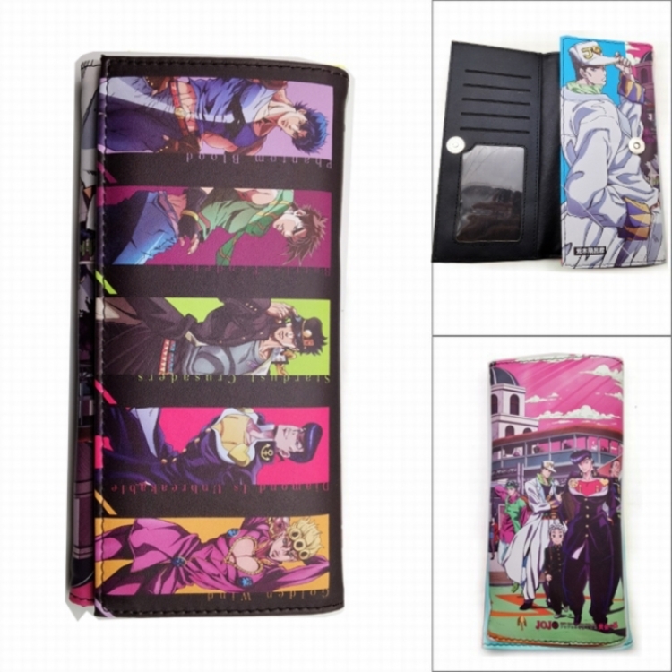 JoJos Bizarre Adventure Anime Long Tri-Fold Wallet Wallet with Colorful Snaps PK-122
