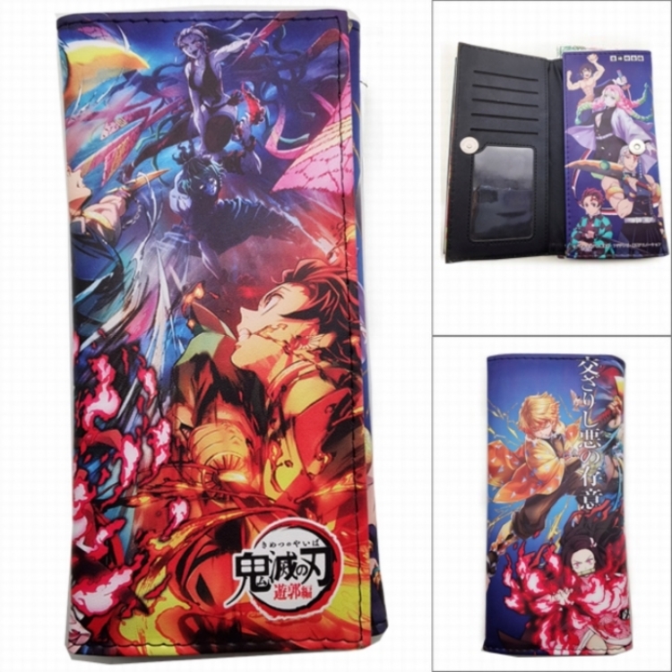 Demon Slayer Kimets Anime Long Tri-Fold Wallet Wallet with Colorful Snaps