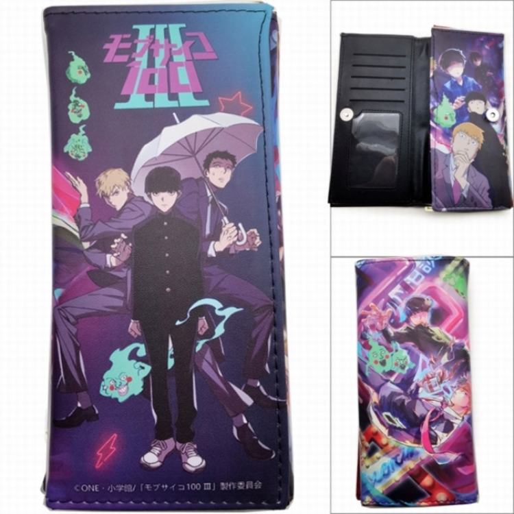 Mob Psycho 100 Anime Long Tri-Fold Wallet Wallet with Colorful Snaps