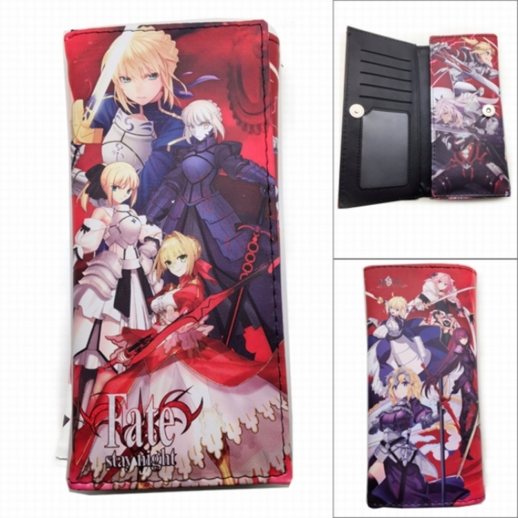Fatestay night  Anime Long Tri-Fold Wallet Wallet with Colorful Snaps