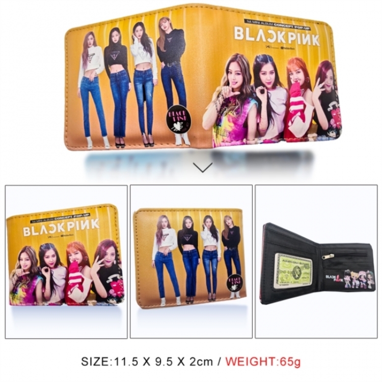 BLACK PINK 3D concave convex two fold short card wallet wallet wallet 11X9.5X2cm 65G