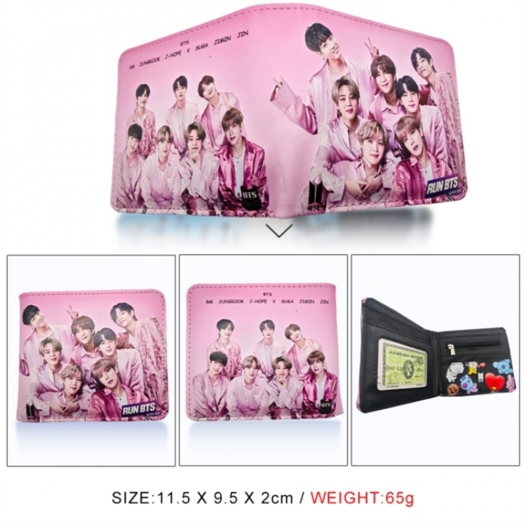 BTS 3D concave convex two fold short card wallet wallet wallet 11X9.5X2cm 65G