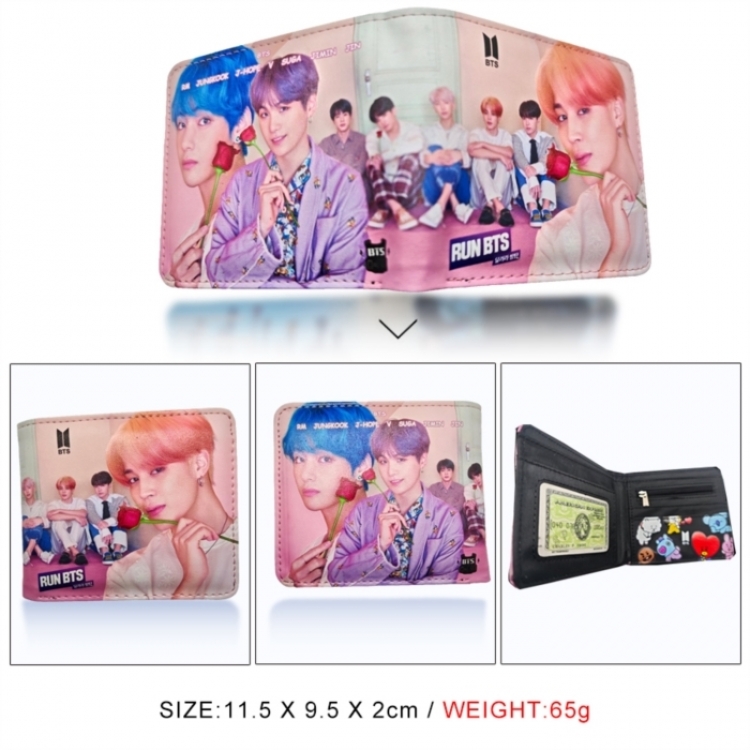 BTS 3D concave convex two fold short card wallet wallet wallet 11X9.5X2cm 65G