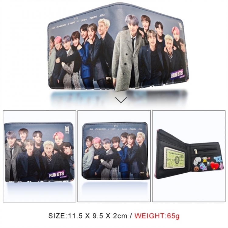 BTS 3D concave convex two fold short card wallet wallet wallet 11X9.5X2cm 65G