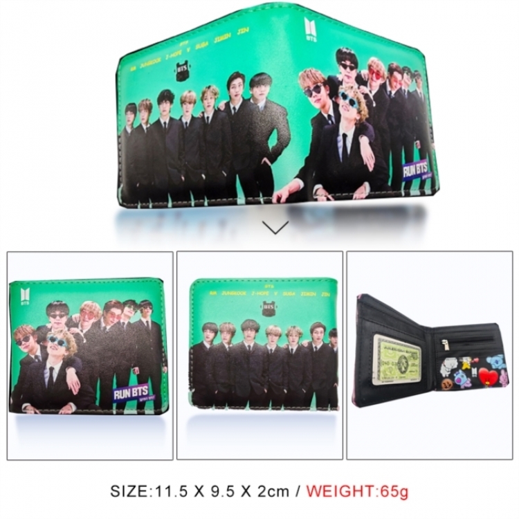 BTS 3D concave convex two fold short card wallet wallet wallet 11X9.5X2cm 65G