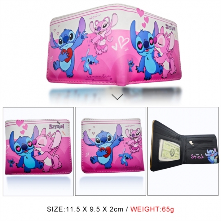  Lilo & Stitch 3D concave convex two fold short card wallet wallet wallet 11X9.5X2cm 65G
