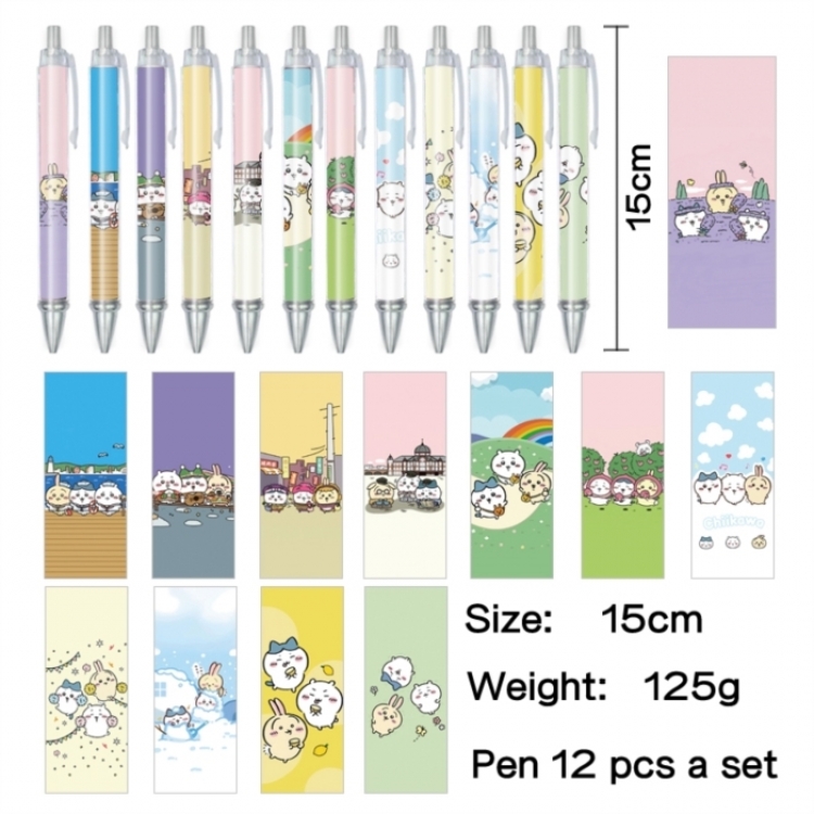 Chiikawa Anime peripheral student color picture ballpoint pen neutral pen 15cm a set of 12