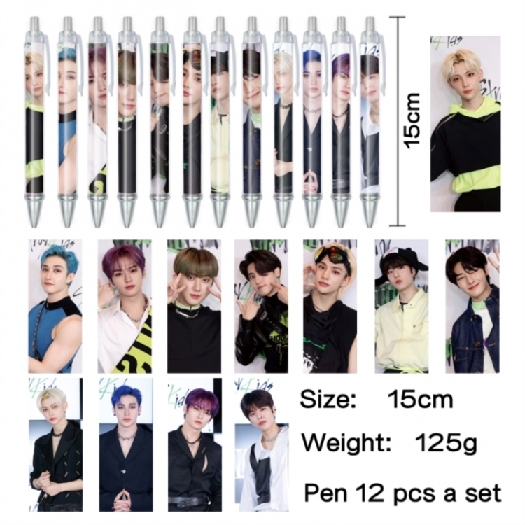 straykids Anime peripheral student color picture ballpoint pen neutral pen 15cm a set of 12