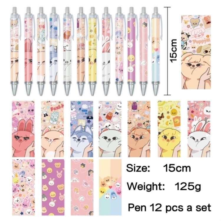 straykids Anime peripheral student color picture ballpoint pen neutral pen 15cm a set of 12