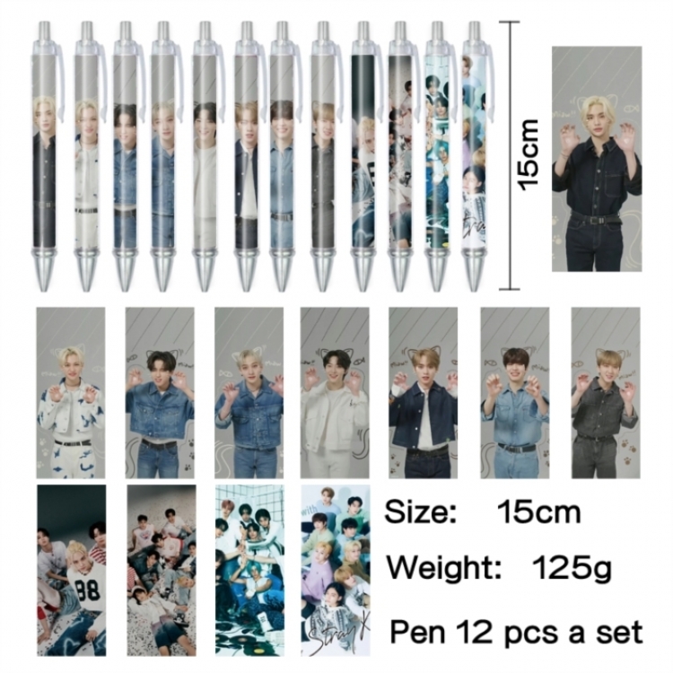straykids Anime peripheral student color picture ballpoint pen neutral pen 15cm a set of 12