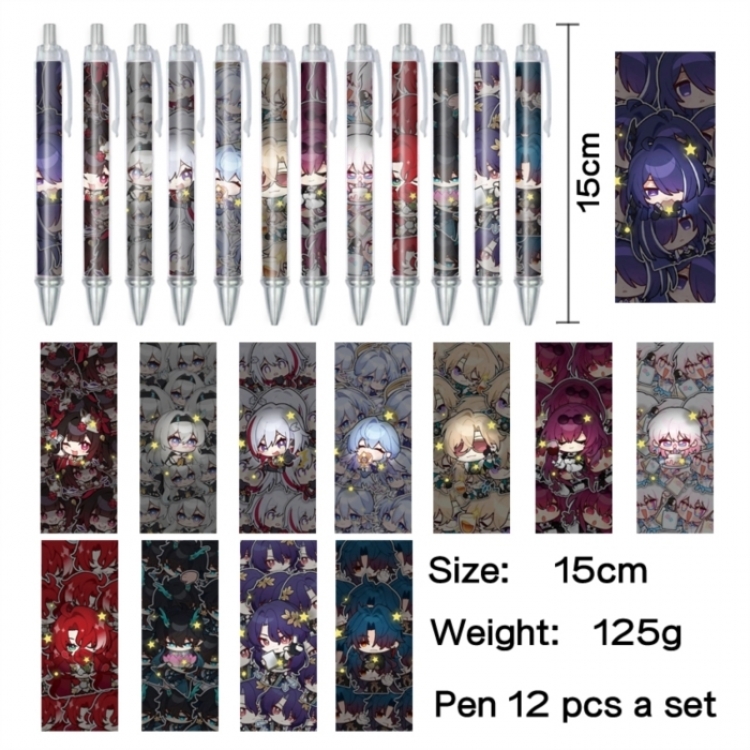 Honkai: Star Rail Anime peripheral student color picture ballpoint pen neutral pen 15cm a set of 12