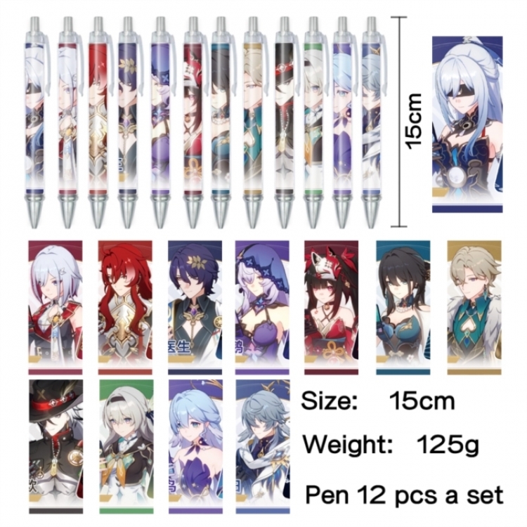 Honkai: Star Rail Anime peripheral student color picture ballpoint pen neutral pen 15cm a set of 12