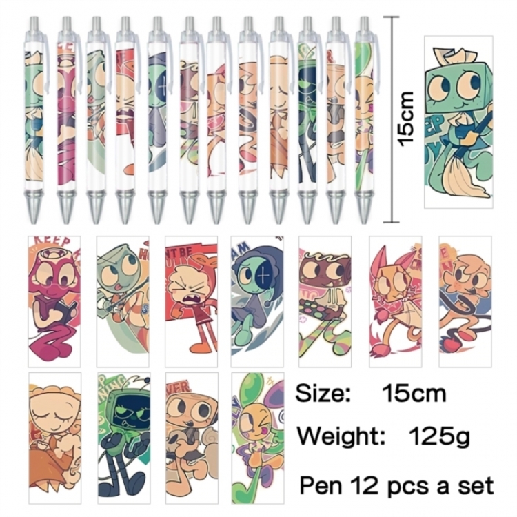 Dandy's World Anime peripheral student color picture ballpoint pen neutral pen 15cm a set of 12