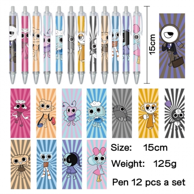 Dandy's World Anime peripheral student color picture ballpoint pen neutral pen 15cm a set of 12